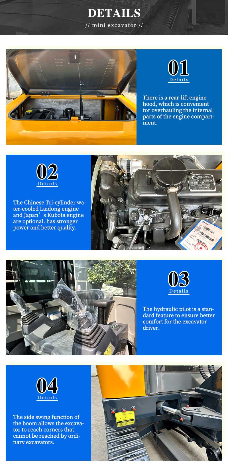 Minikoparka hydrauliczna o udźwigu 2,5 tony