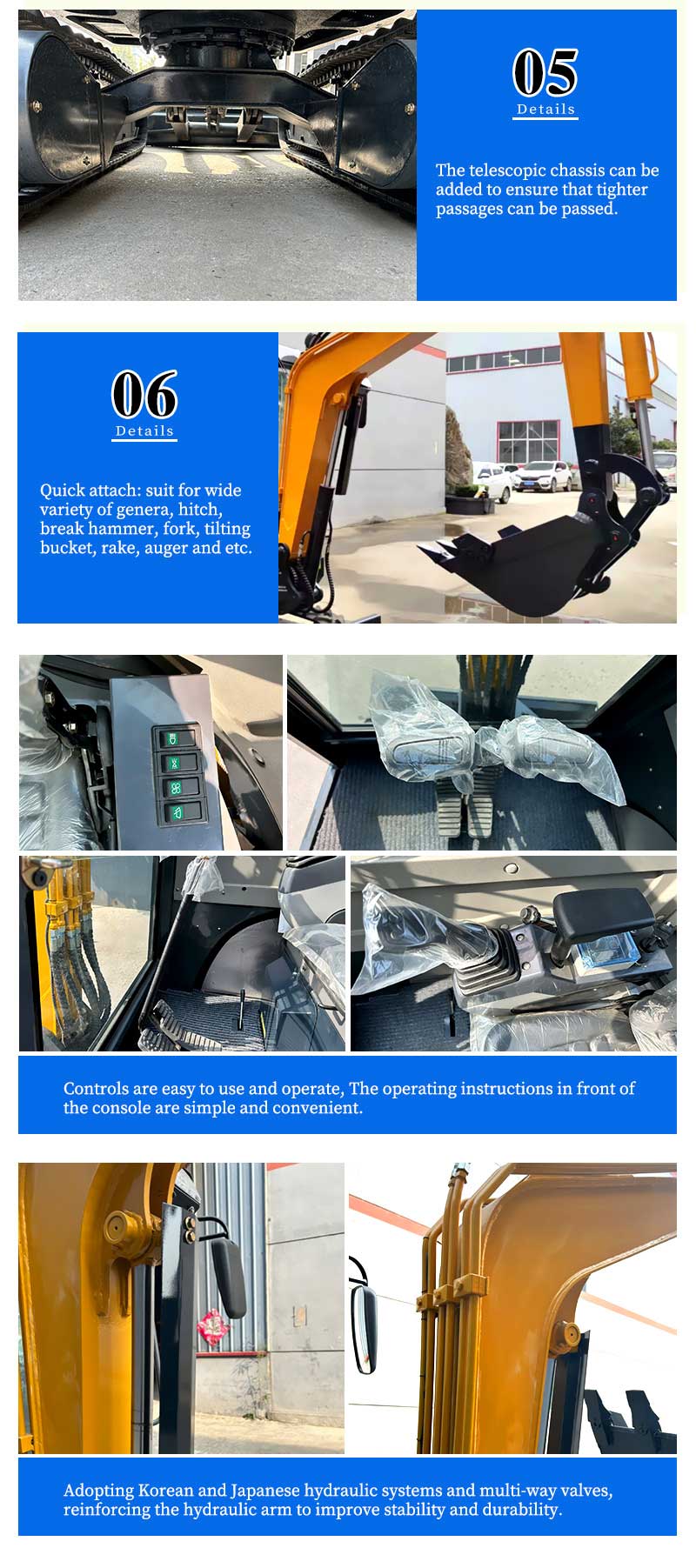 Minikoparka hydrauliczna o udźwigu 2,5 tony